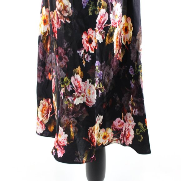 L'AGENCE Nyla Silk Black Floral Colorful Moschata Rosa Midi Dress NEW Size 2 - Picture 3 of 7